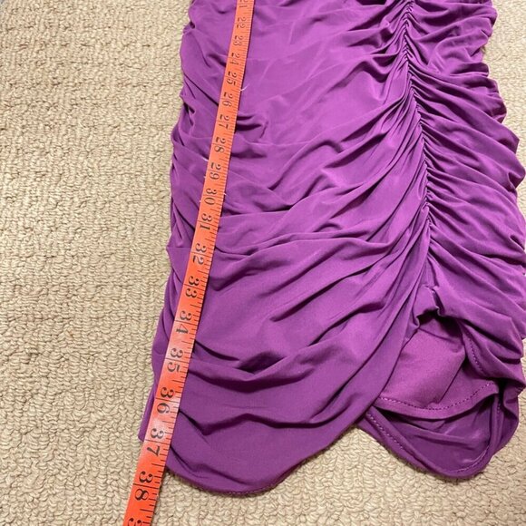 BCBGMaxAzria Evert Ruched V-Neck Dress Purple – XS - Picture 13 of 16
